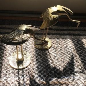 Set of 2 vintage brass cranes